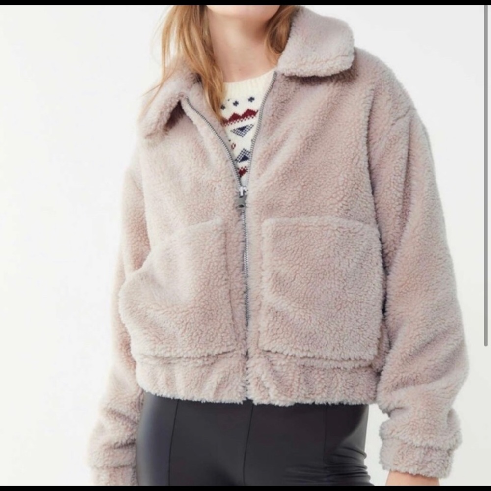 Urban Outfitters Cropped Teddy Jacket